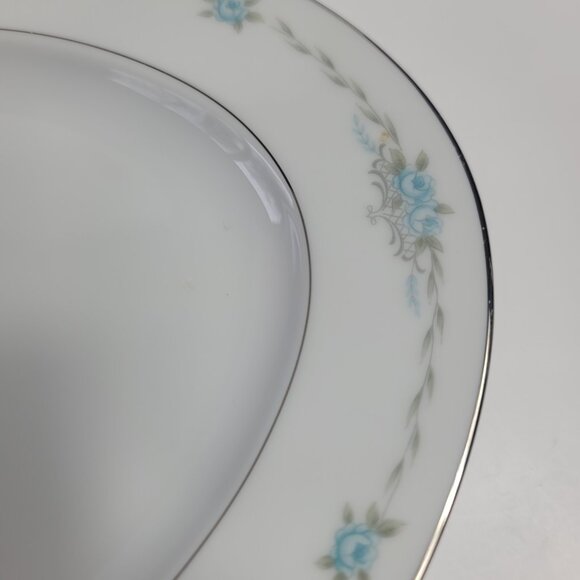 Style House Corsage Serving Platter White with Blue Roses 12 Inch - Picture 11 of 16